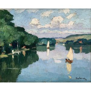 Gaston Balande (1880-1971) - Sailboats On The Loire - Oil