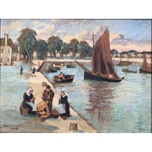 Azéma Savigny (1854-1933) - Concarneau, The Pénéroff Basin, Brittany