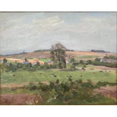 Lucien Mignon (1865-1944) - Impressionist Landscape - Oil On Canvas Signed And Dated 1938