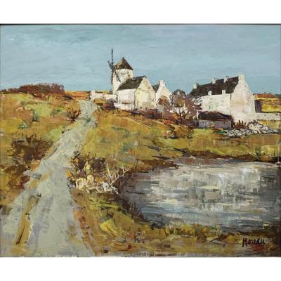 Jacques Gaston MOREAU (1903-1994) - Moulin en Bretagne - Huile sur toile