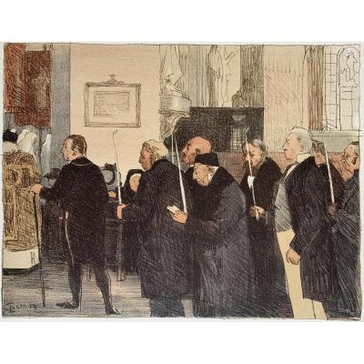 Lucien Simon (1861-1945) - Les Marguilliers - Original Lithograph For l'Estampe Moderne