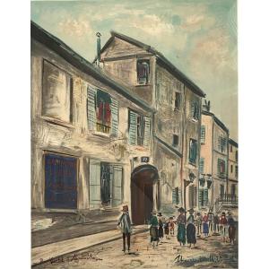 Utrillo - Lithograph - Rue Cortot In Montmartre, Paris