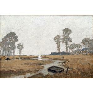 Marcel Jacquier (1877-1957) - La Brière - Oil On Panel