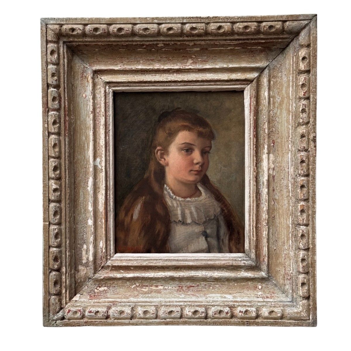 Portrait Of A Child By Marie-augustin Zwiller, Alsatian Painter-photo-4