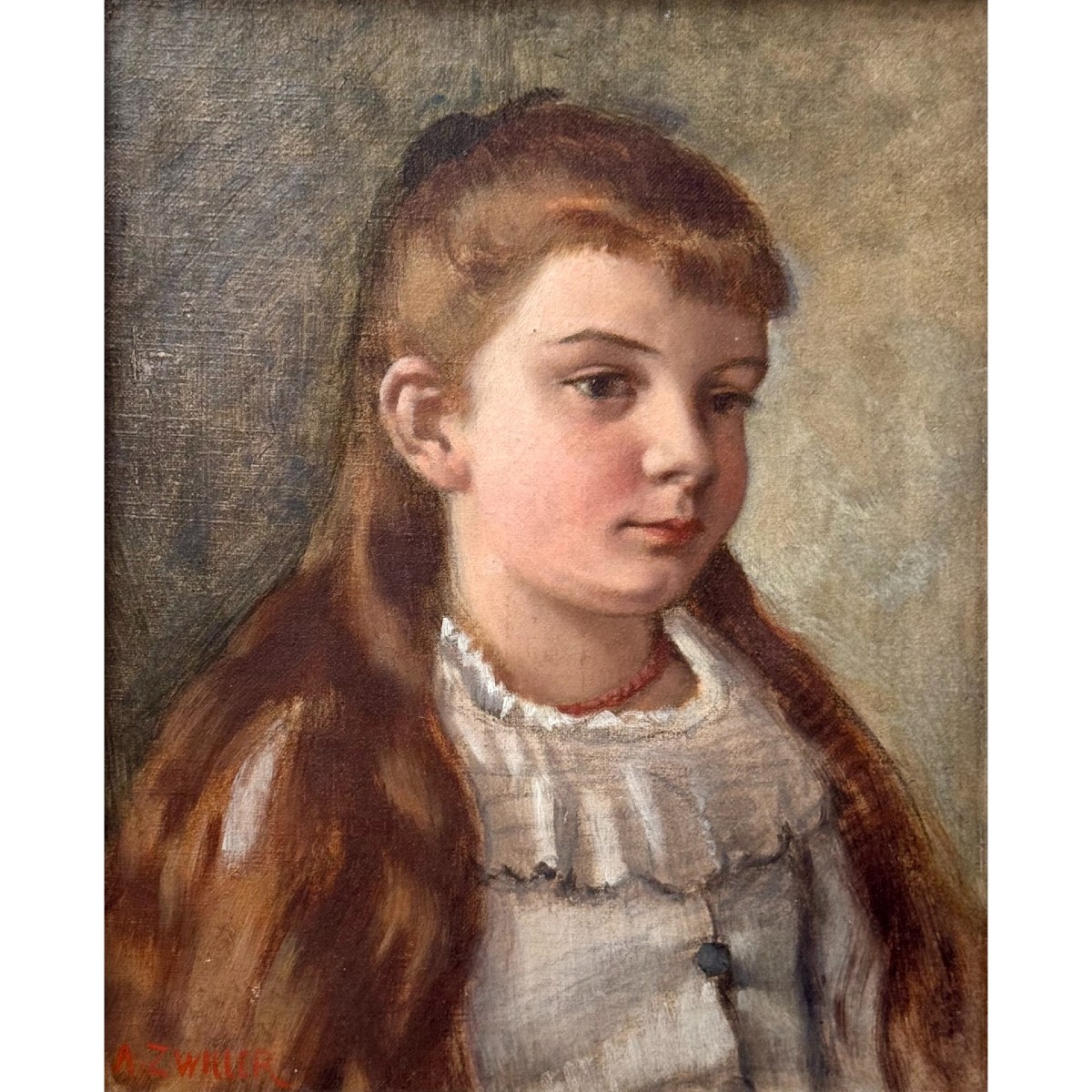 Portrait Of A Child By Marie-augustin Zwiller, Alsatian Painter