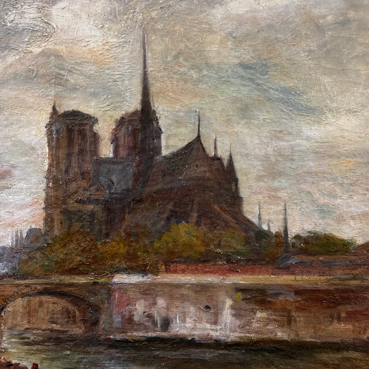 The Archbishop's Bridge And Notre Dame De Paris By Gustave Madelain (1867-1944)-photo-2