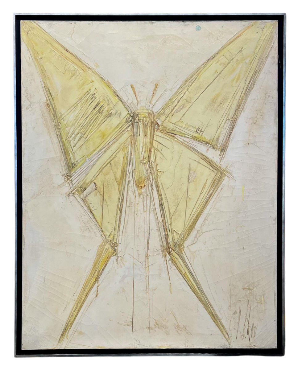 Papillon signé Marcel Recher (1926 - 2016) artiste alsacien. -photo-2