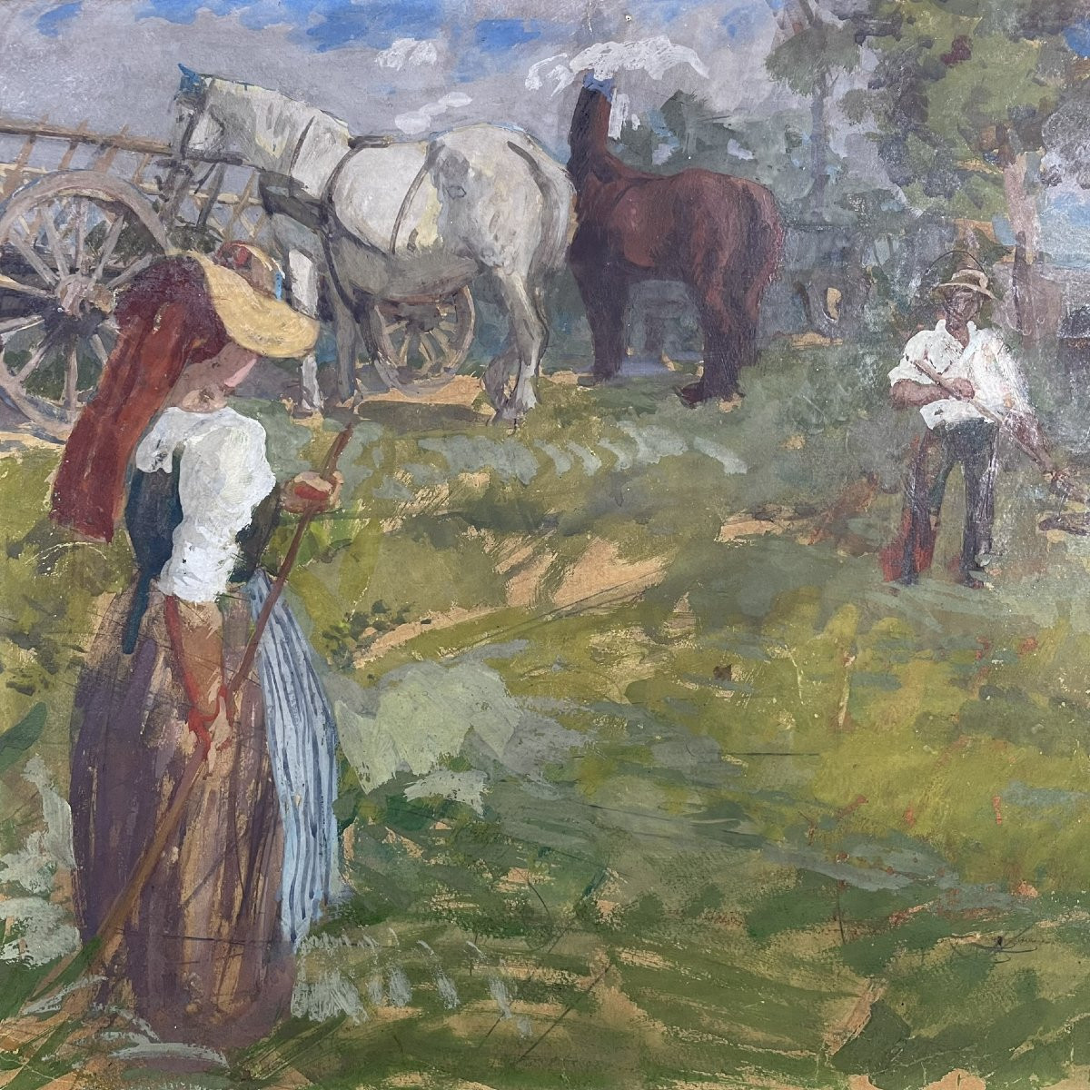 Harvest Scene By Paul Eugène Ledoux -photo-2