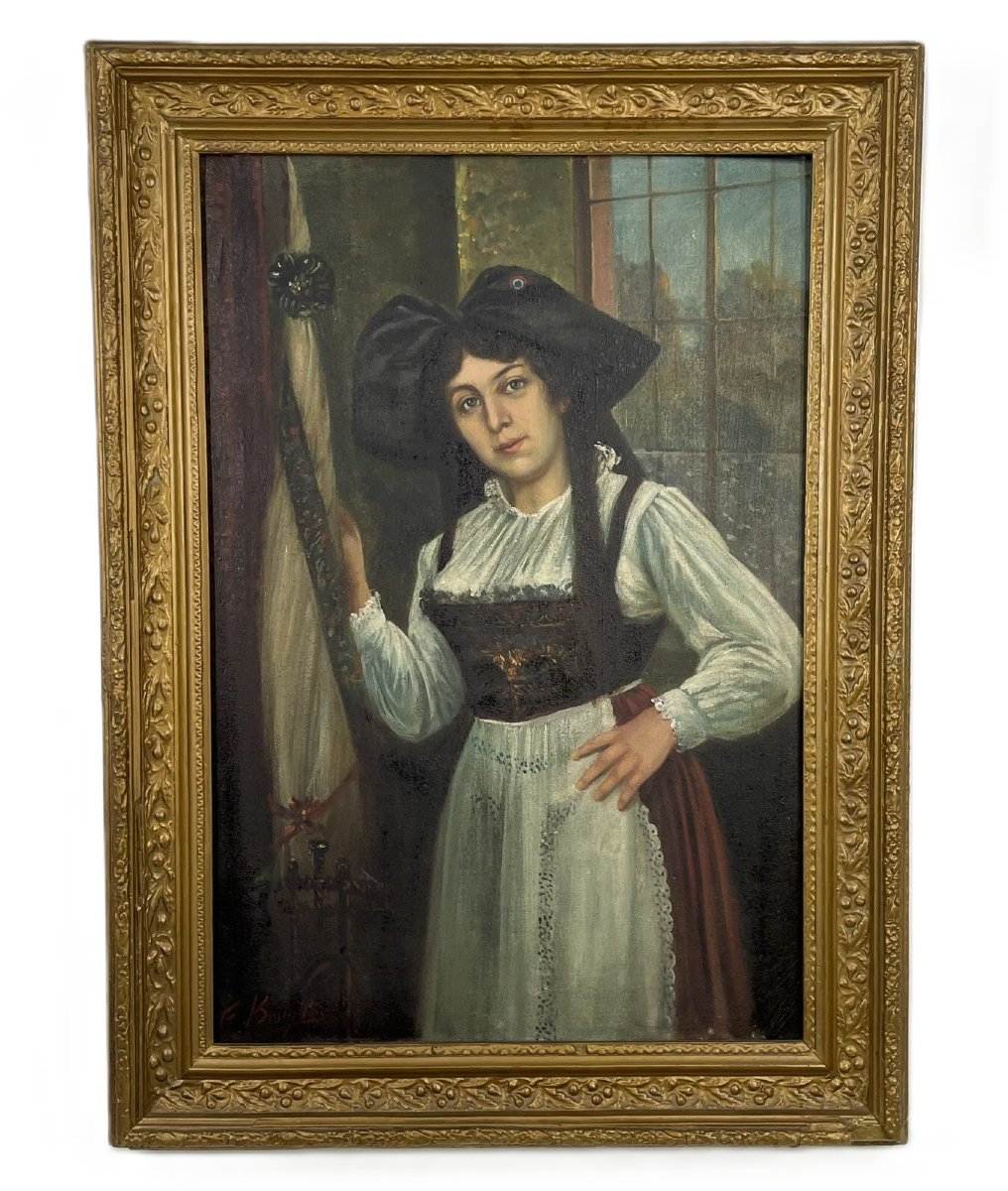 Portrait Of An Alsatian Woman By François-xavier Krugler -photo-2