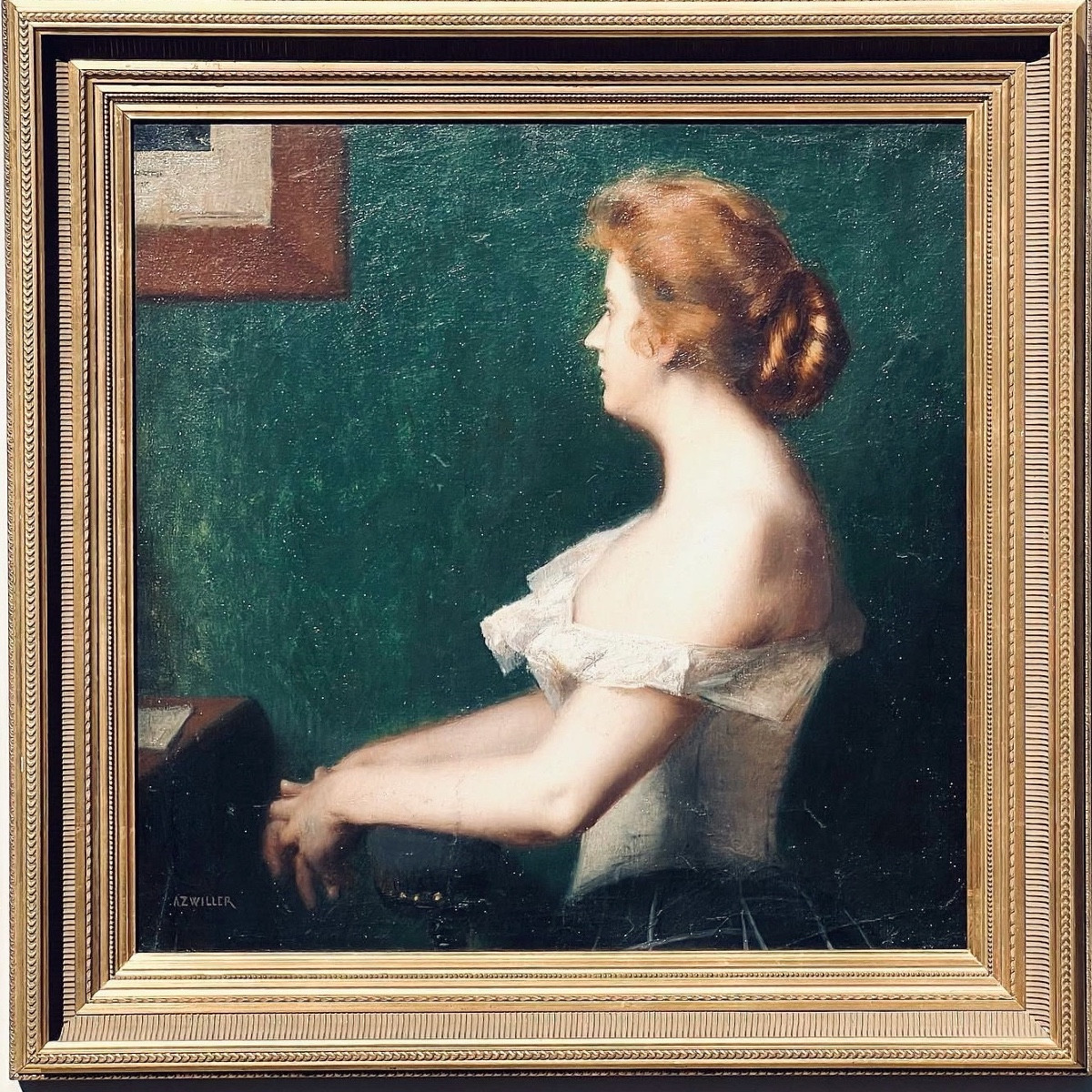 Zwiller Woman In A White Bodice By Marie Augustin Zwiller -photo-2