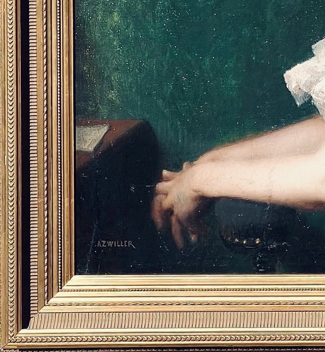 Zwiller Woman In A White Bodice By Marie Augustin Zwiller -photo-4