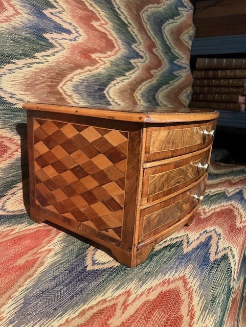 Marquetry Commode With A Curved Front, 18th Century, Alsace-photo-1