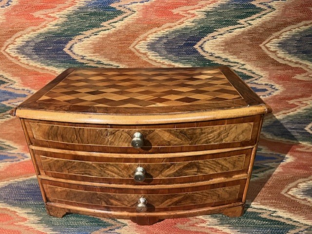 Marquetry Commode With A Curved Front, 18th Century, Alsace