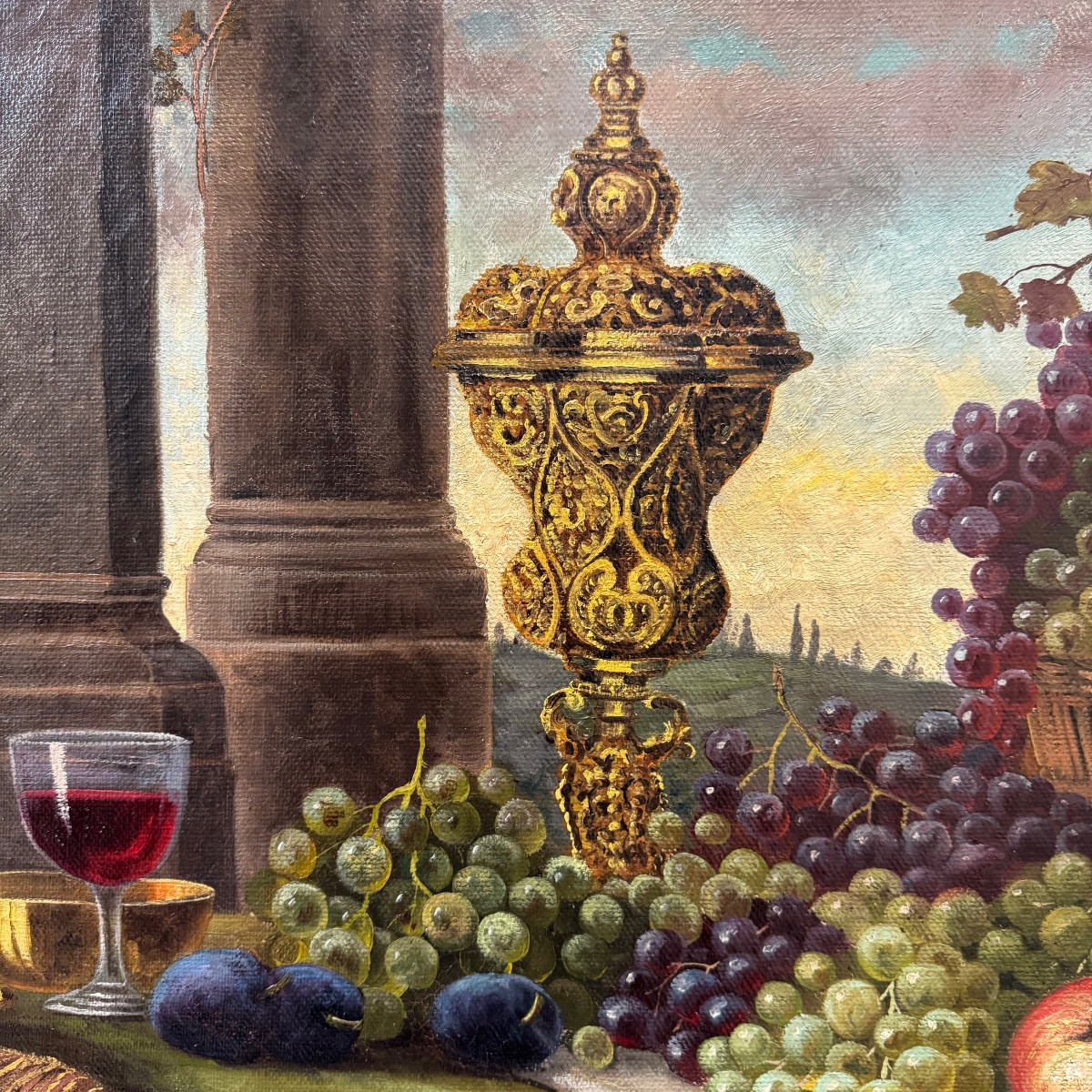 Festin de Fruits et Gibiers Nature Morte signée Wieduwilt( 1841-1930)-photo-3