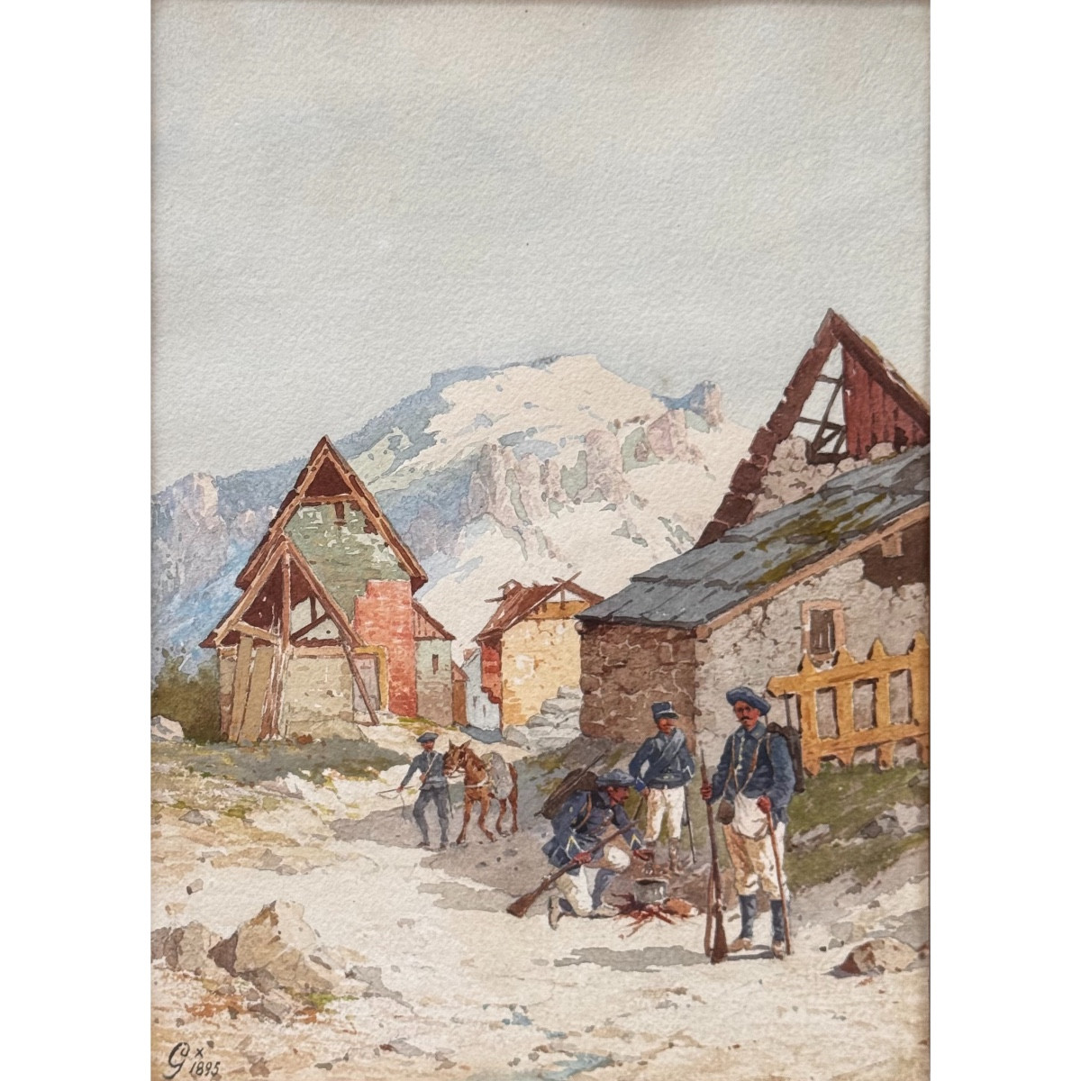 Halte de Chasseurs Alpins Hautes Alpes Massif des Ecrins datée 1895