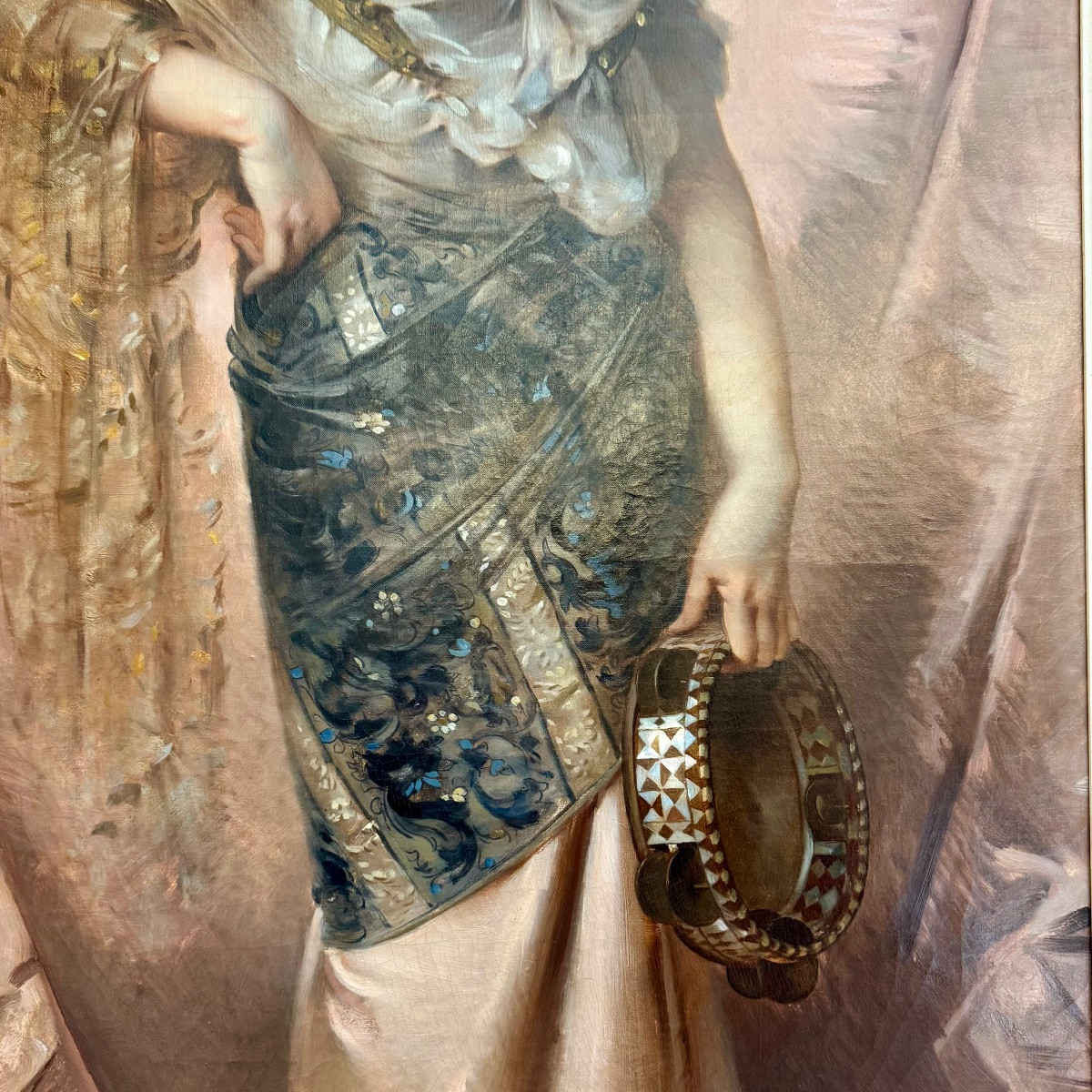 Voillemot Danseuse au tambourin, Esmeralda,  importante huile sur toile signée AC. VOILLEMOT -photo-4