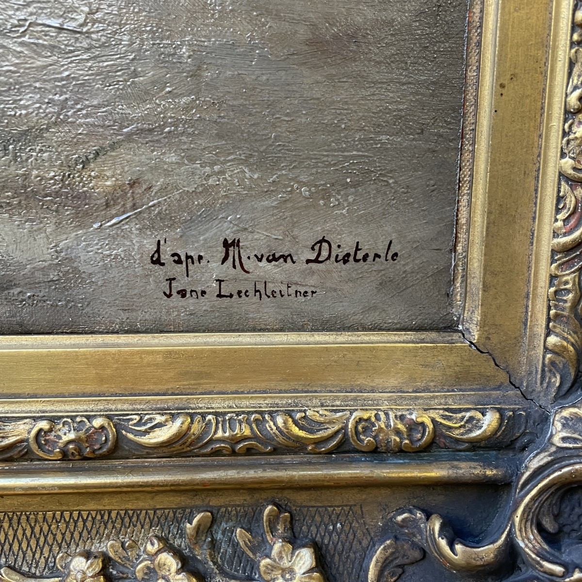 Huile sur toile "repos du paysan avec ses chevaux  de labour en bord de mer " 20ème-photo-4