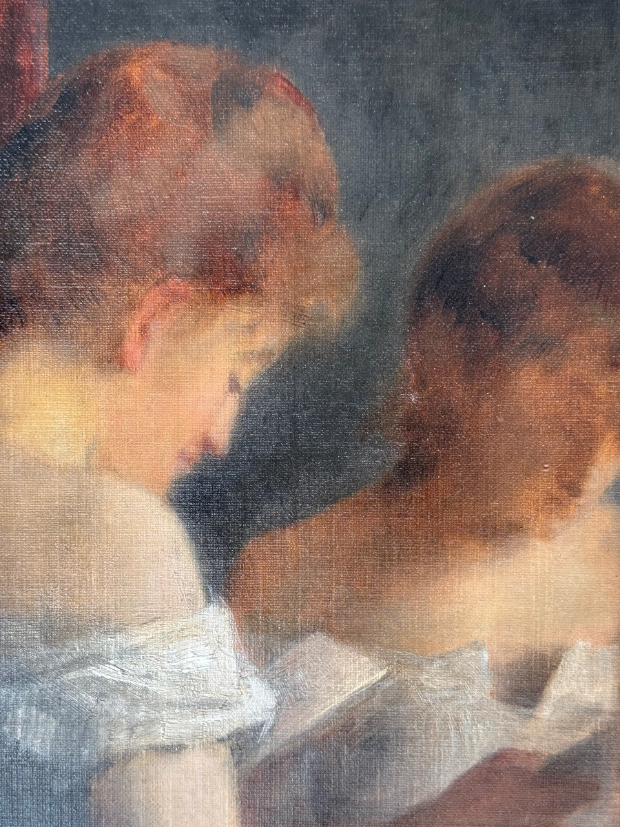 Huile sur toile, la "Toilette" par Marie Augustin Zwiller.-photo-3