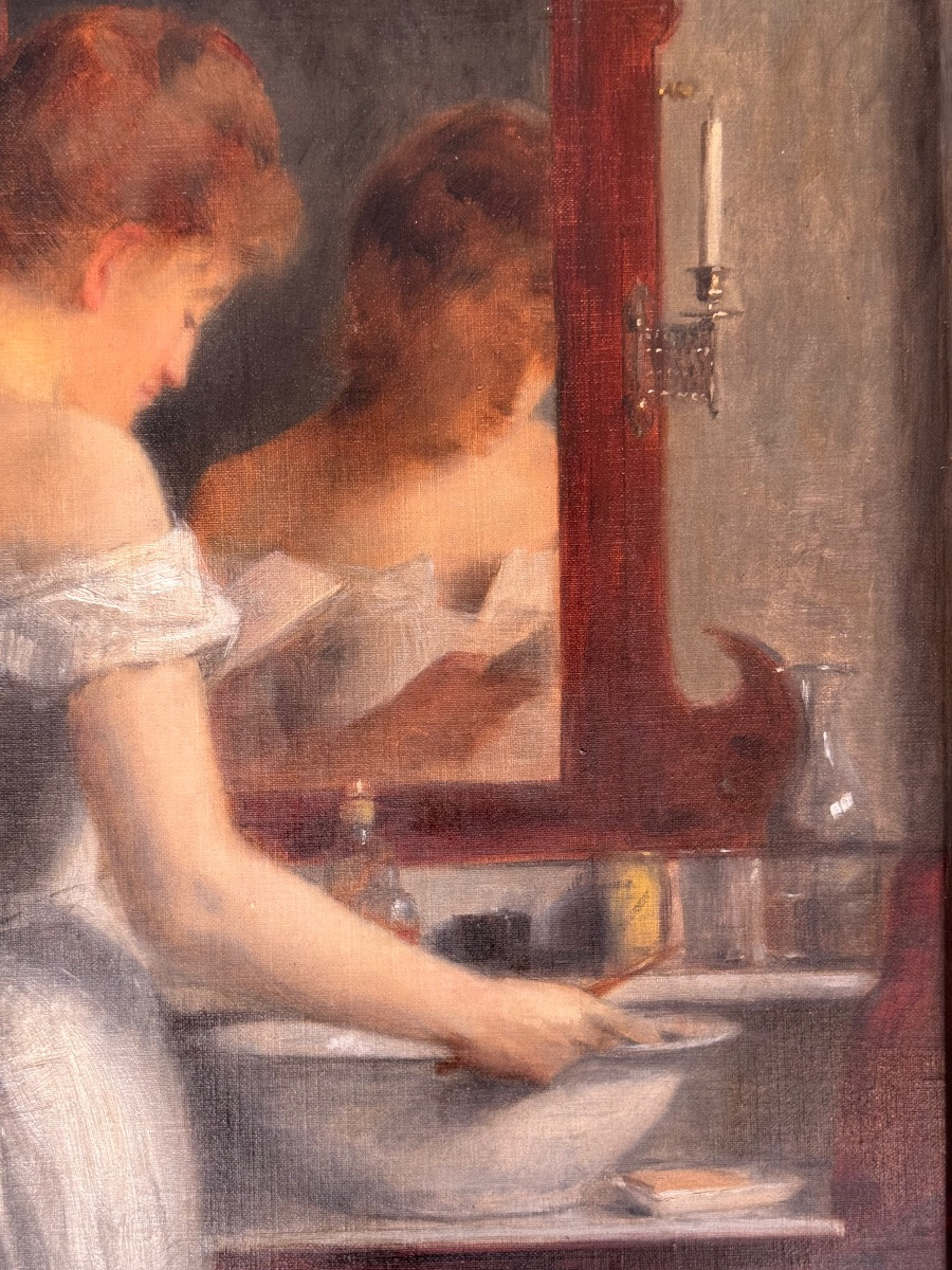 Huile sur toile, la "Toilette" par Marie Augustin Zwiller.-photo-4
