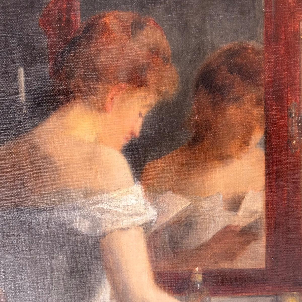 Huile sur toile, la "Toilette" par Marie Augustin Zwiller.-photo-5