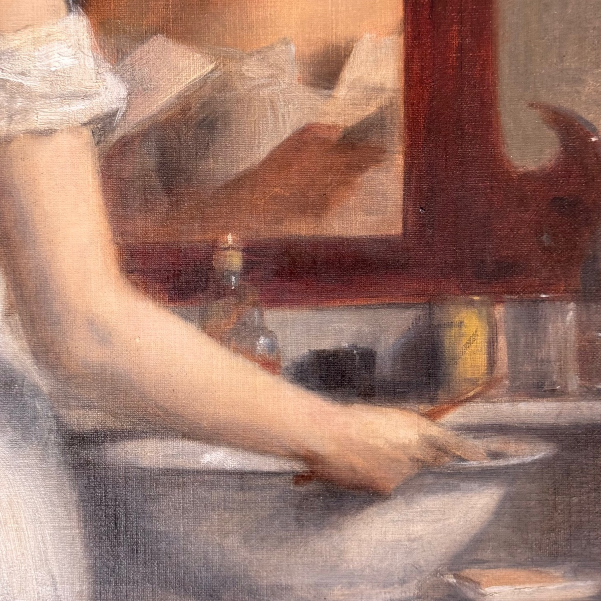 Huile sur toile, la "Toilette" par Marie Augustin Zwiller.-photo-6