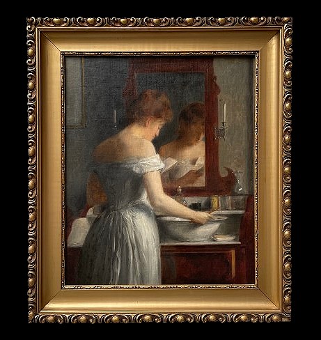Oil On Canvas, "the Toilet" By Marie Augustin Zwiller.