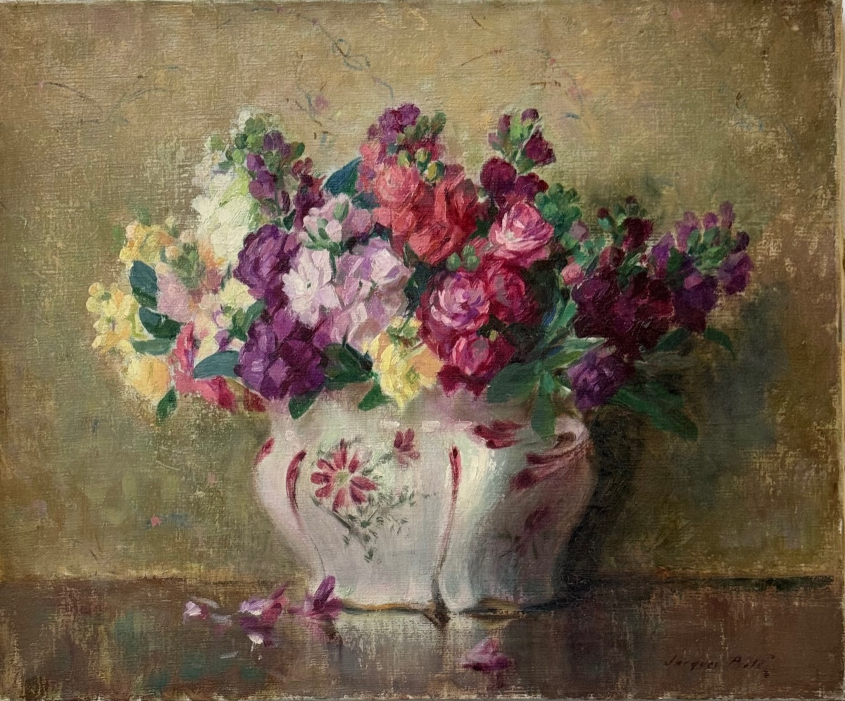 Floral Arrangement In A Rocaille Jardiniere By Bille Jacques