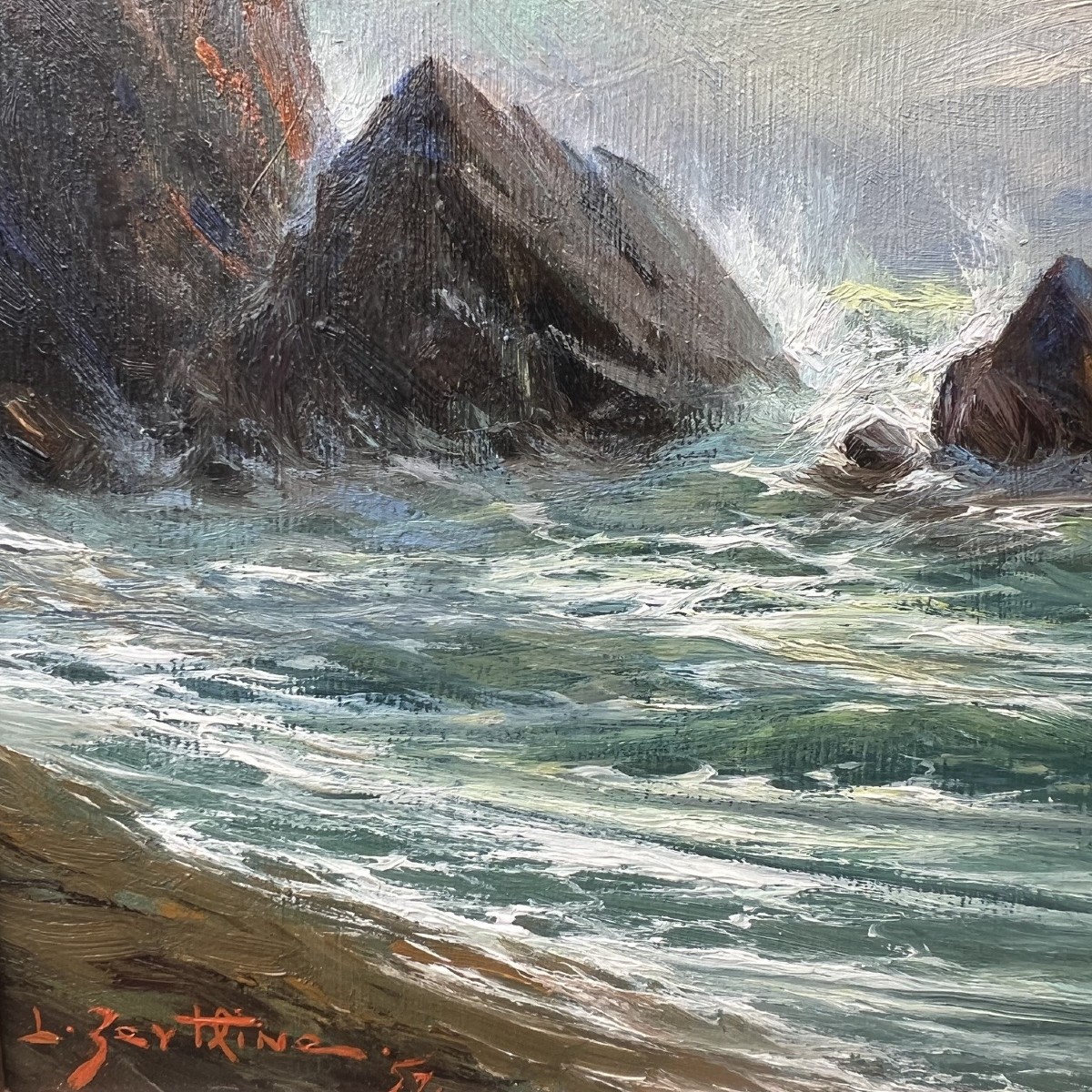 Seascape In Brittany Signed By Russian Painter Léon Zeytline-photo-3