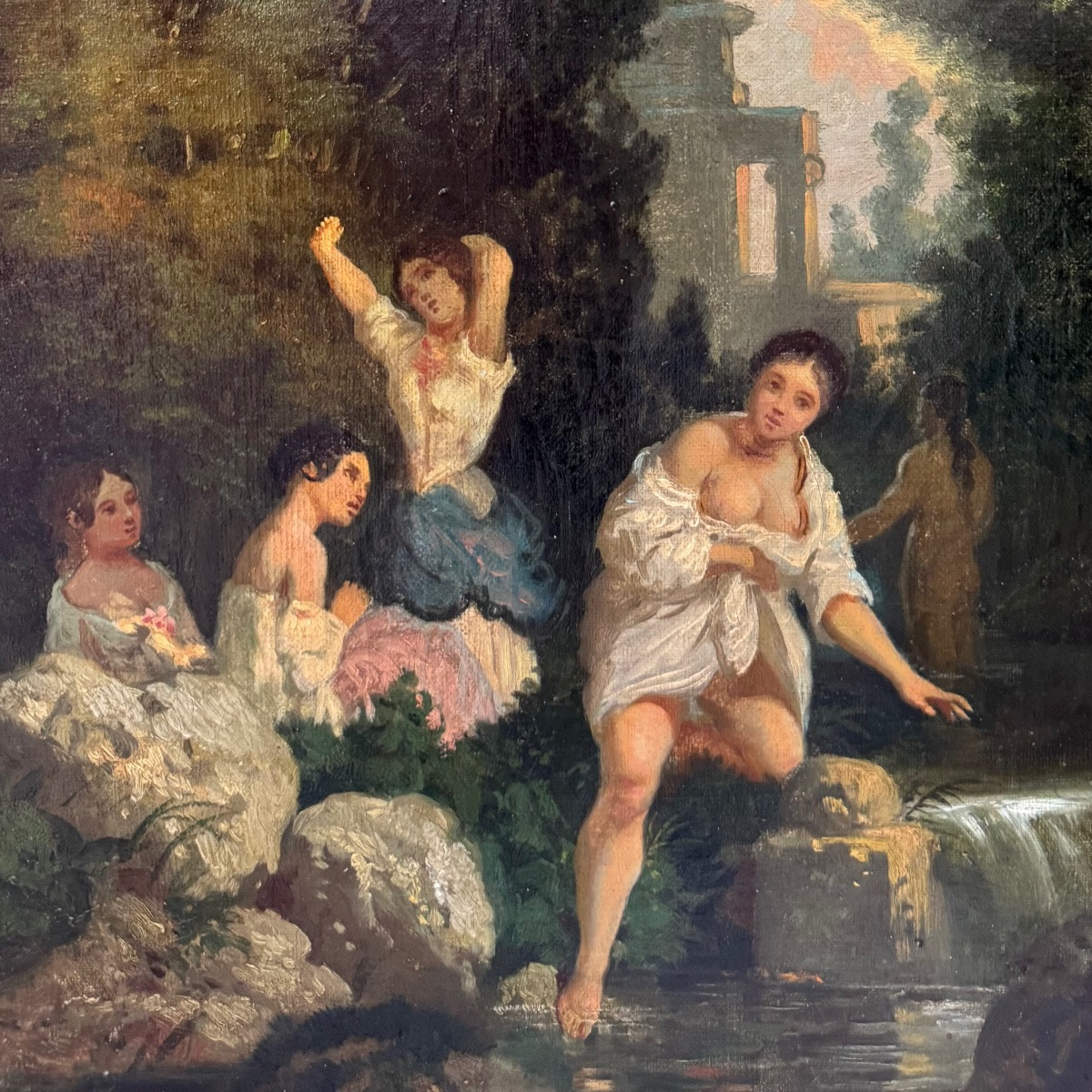 Baron: Nymphs Bathing In A Forest And Idealized Landscape.-photo-4