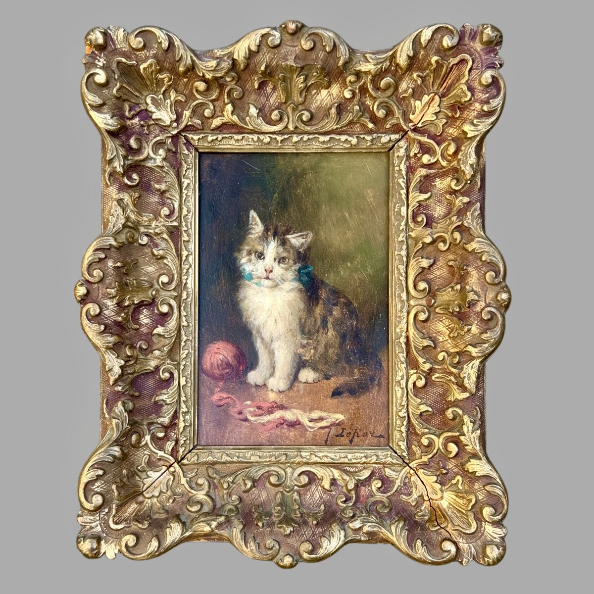 Painting Of A Cat By Jules Gustave Le Roy