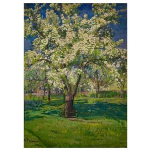 Tree In Flowers By Auguste Cammissar, Alsatian Painter (1873-1962) 