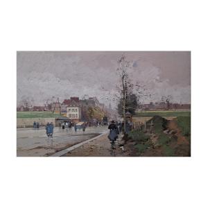 Scène de rue signée Eugène Galien-Laloue 