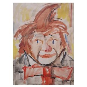 Watercolor Of A Clown By Arthur Schachenmann