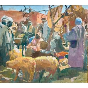 J.majorelle Market Scene In M Zamer, Morocco 