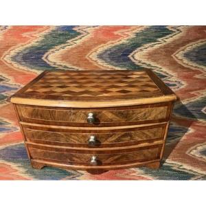 Marquetry Commode With A Curved Front, 18th Century, Alsace