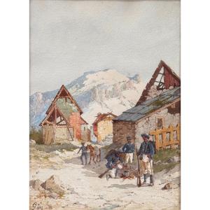 Halte de Chasseurs Alpins Hautes Alpes Massif des Ecrins datée 1895