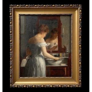 Huile sur toile, la "Toilette" par Marie Augustin Zwiller.