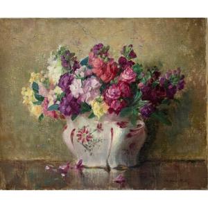 Floral Arrangement In A Rocaille Jardiniere By Bille Jacques