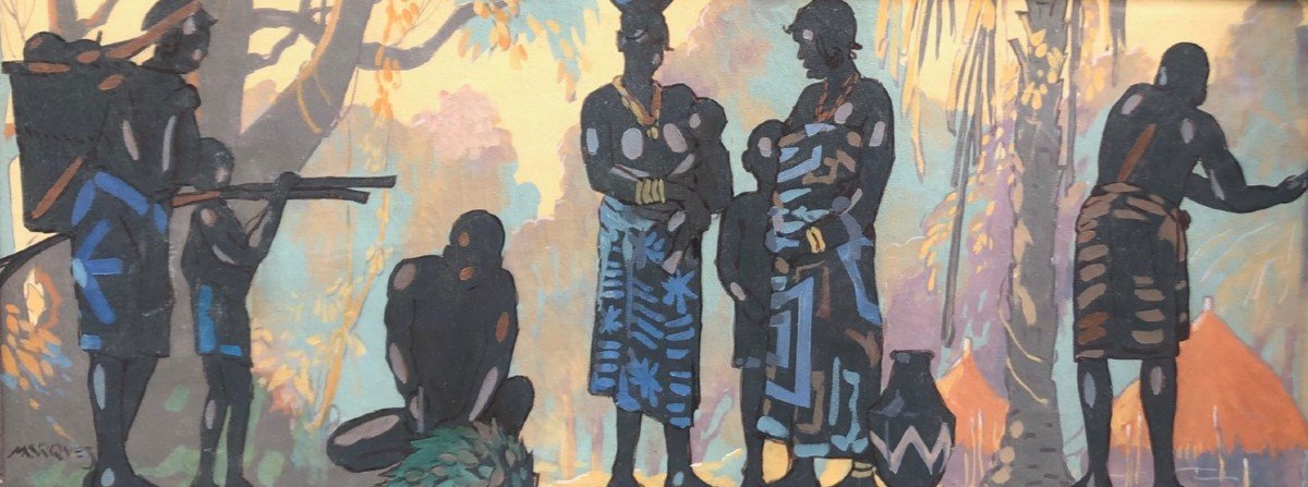 Scene Of African Life, Congo Africa, 1930 By Guilherme De Oliveira Marques, Marquès -photo-4