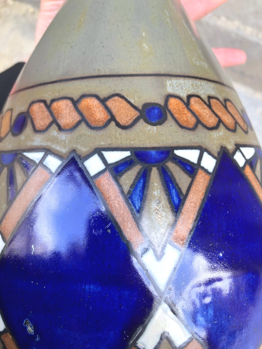 Odetta Hb Quimper Vase With Stylized Patterns-photo-3