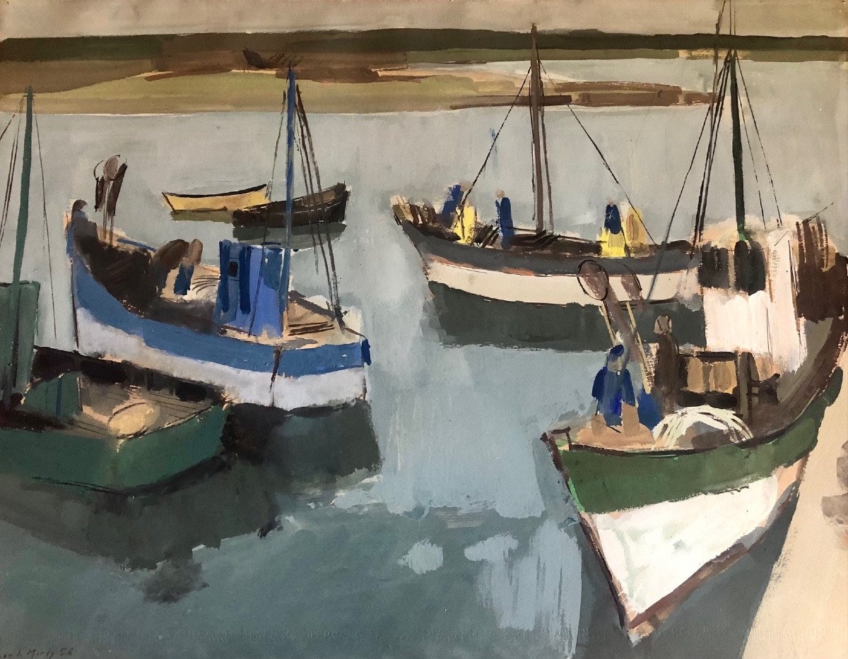 Chalutiers à quai daté 56
