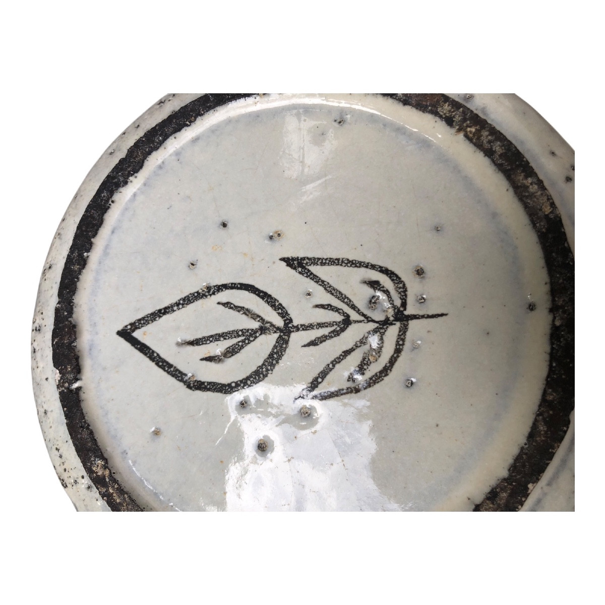 Large Covered Pot Decorated With Stylized Fish -photo-3