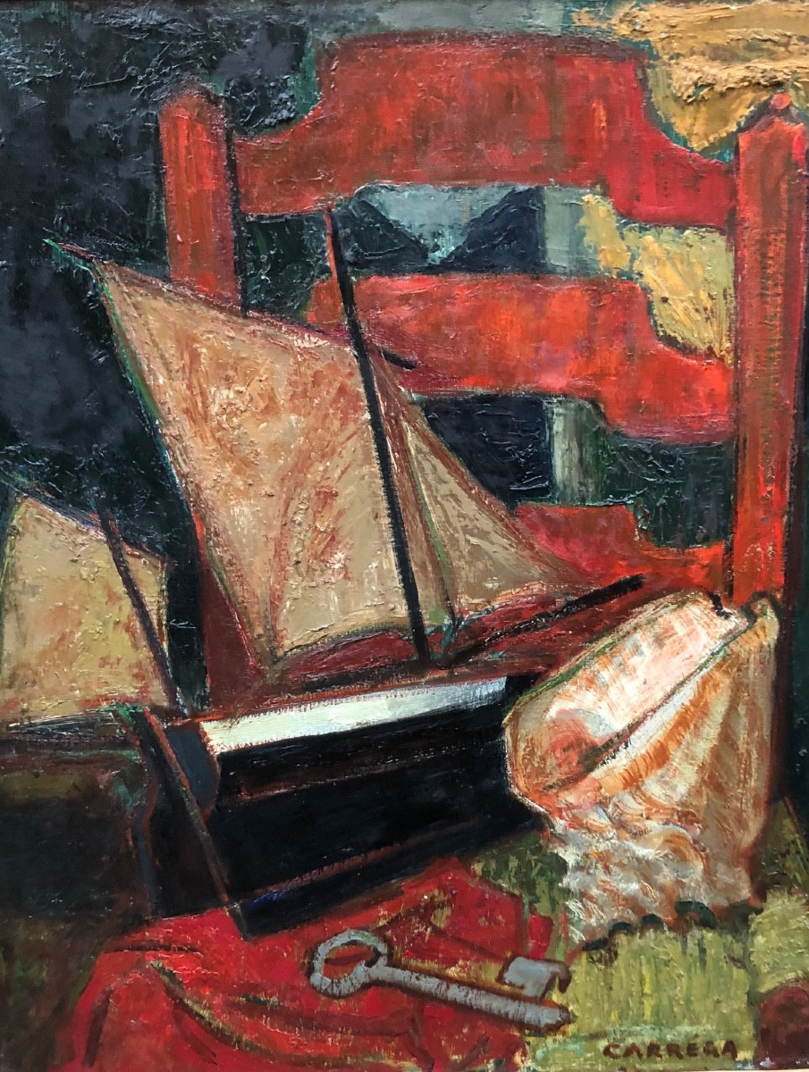 Nature morte au bateau et coquillage par Nicolas Carréga 