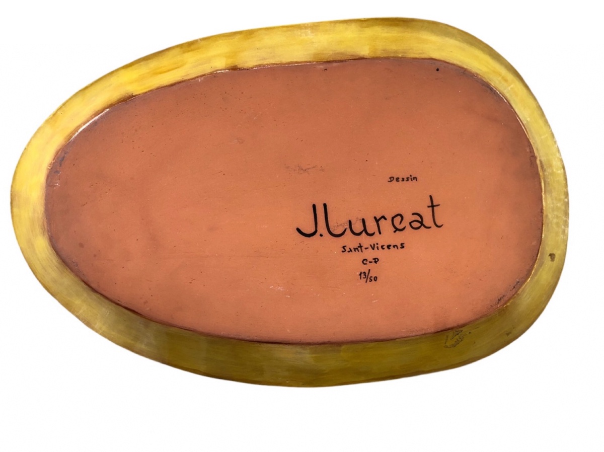 Jean Lurçat Sant Vicens , grand plat céramique  de forme libre -photo-2