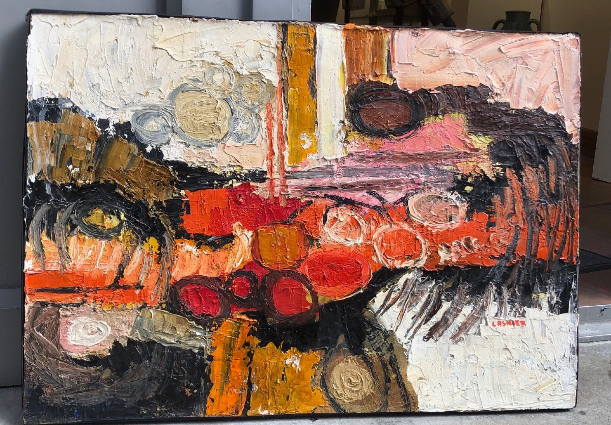 Tableau abstrait par Jean Lasnier -photo-3