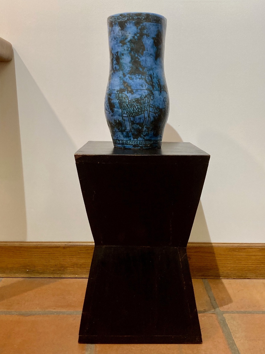 Large Vase With Scarified Decoration By Blin-photo-2