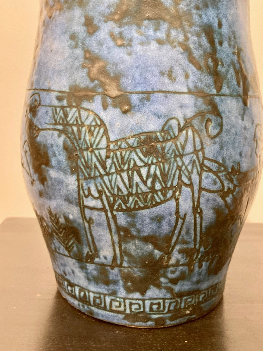 Large Vase With Scarified Decoration By Blin-photo-1