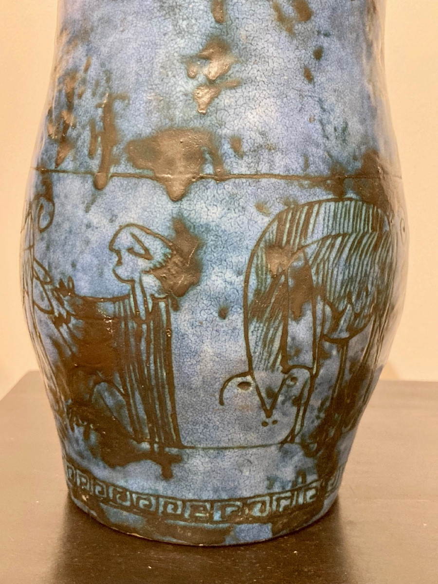 Large Vase With Scarified Decoration By Blin-photo-2