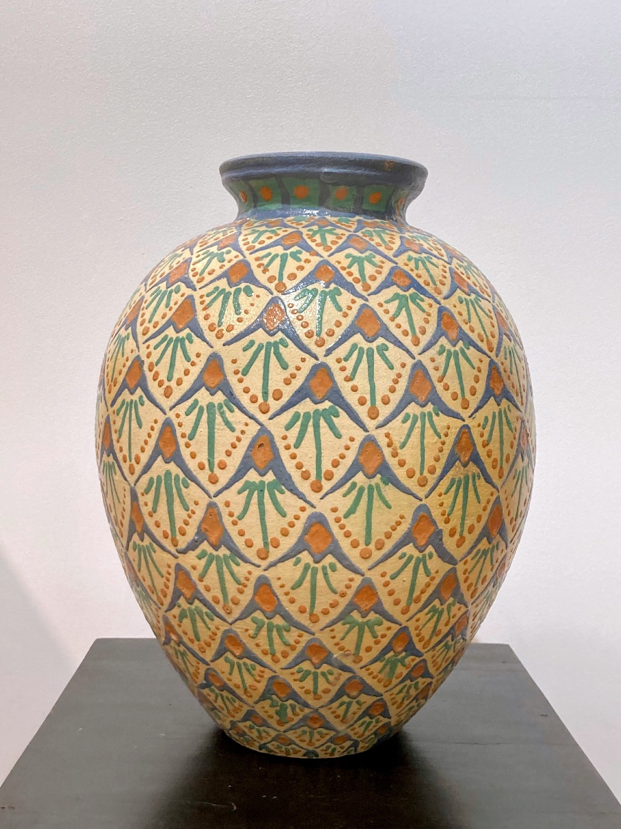 Vase art déco à motif de palmettes par René Anchierri-photo-2