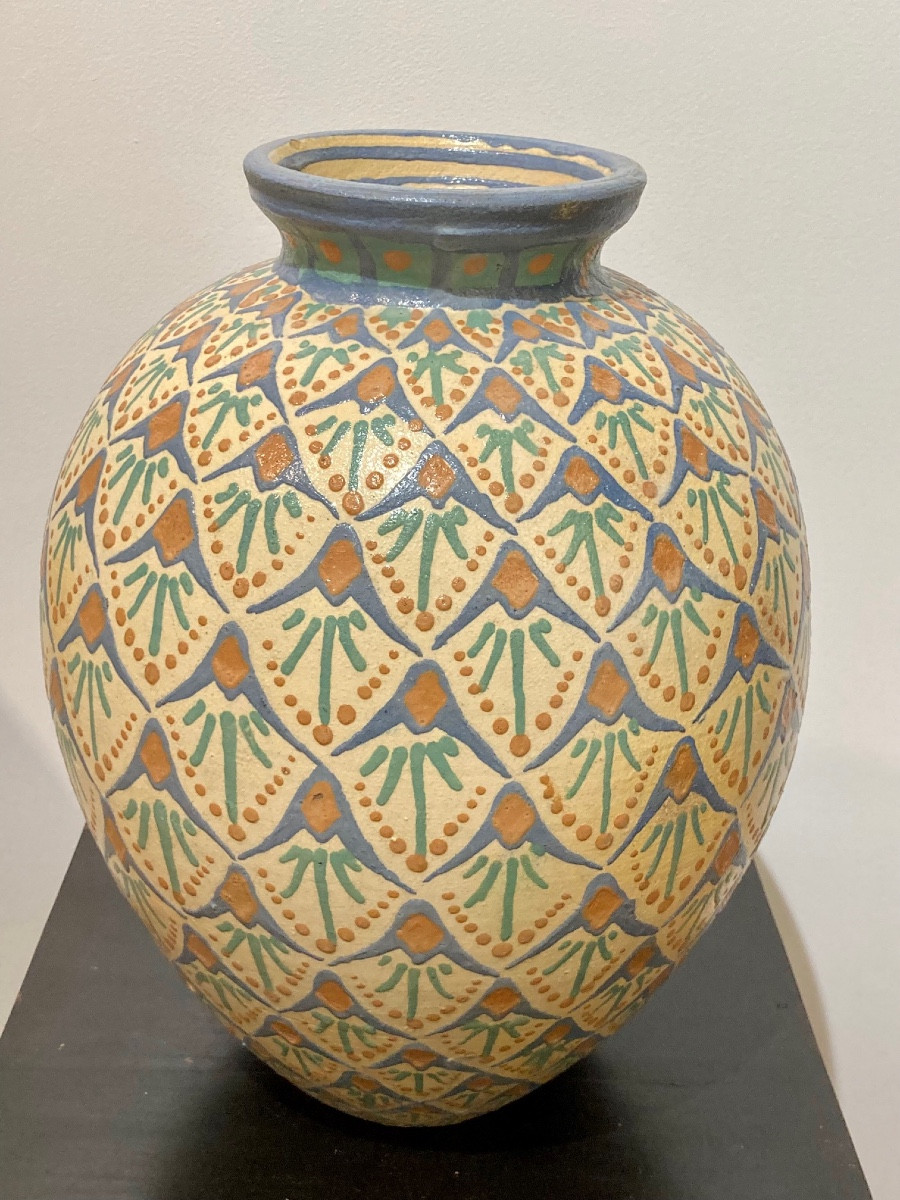 Vase art déco à motif de palmettes par René Anchierri-photo-3